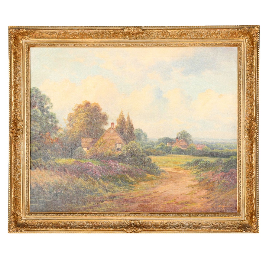 Augustus Spencer Oil Painting on Canvas "Country Cottage"