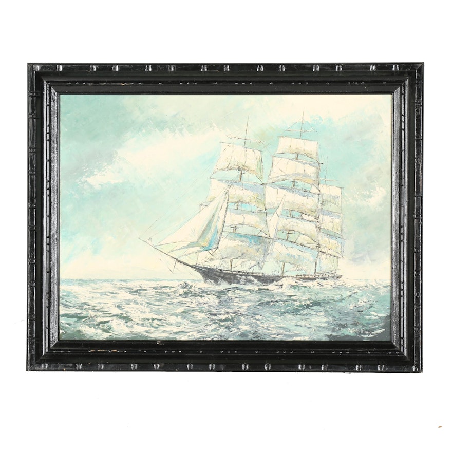 Oil Painting on Canvas Board of a Sailing Clipper