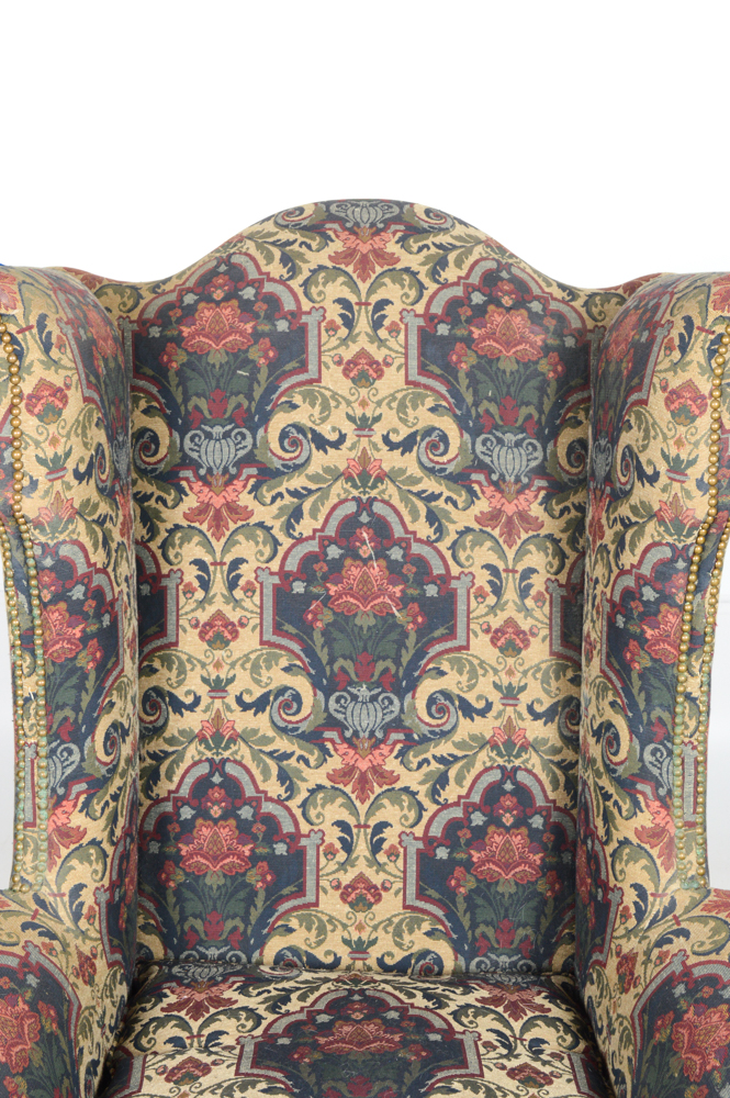 William and Mary Style Upholstered Wing Chair