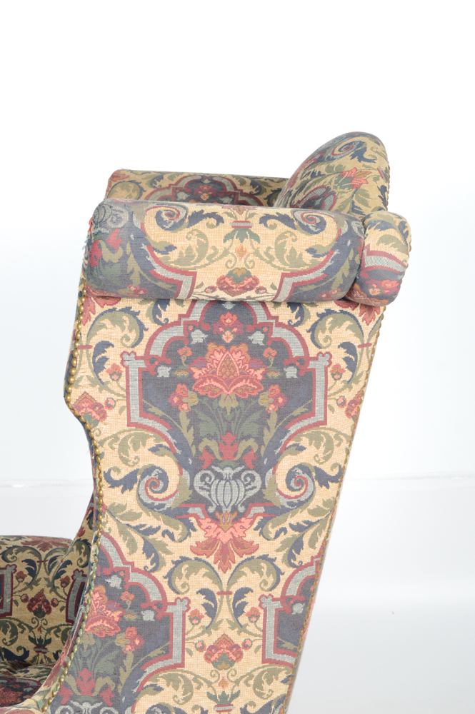 William and Mary Style Upholstered Wing Chair