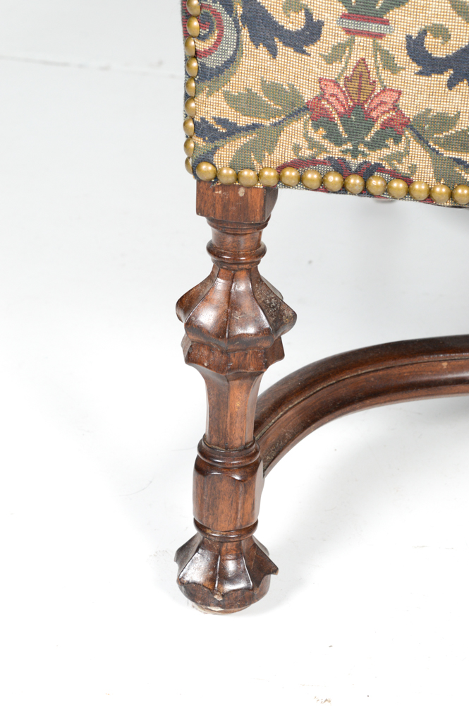 William and Mary Style Upholstered Wing Chair