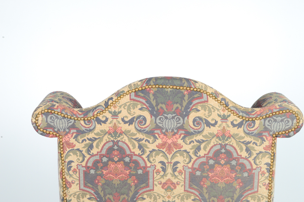 William and Mary Style Upholstered Wing Chair