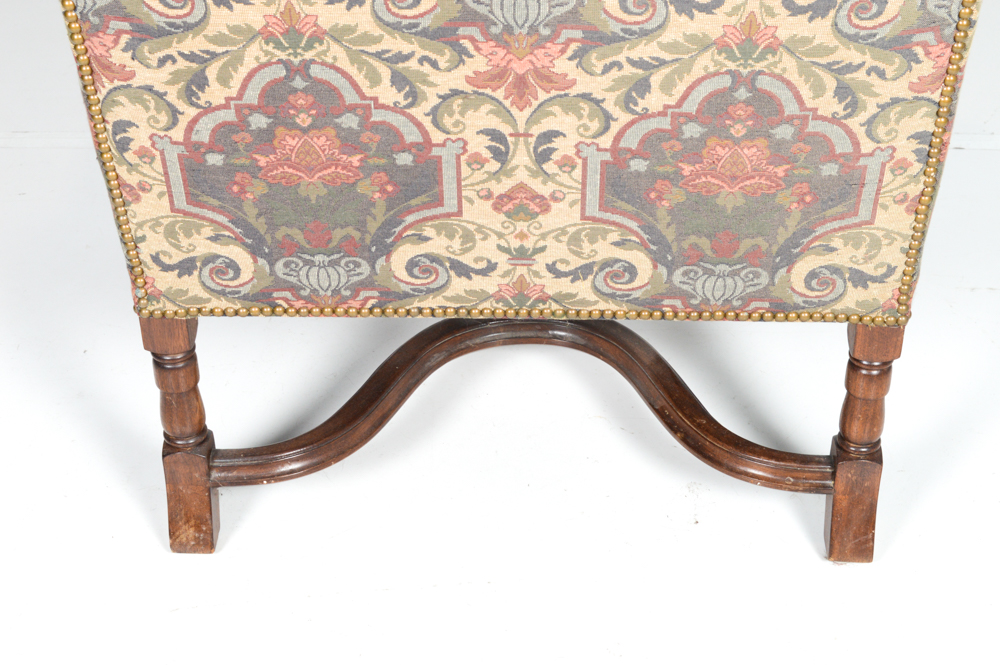 William and Mary Style Upholstered Wing Chair