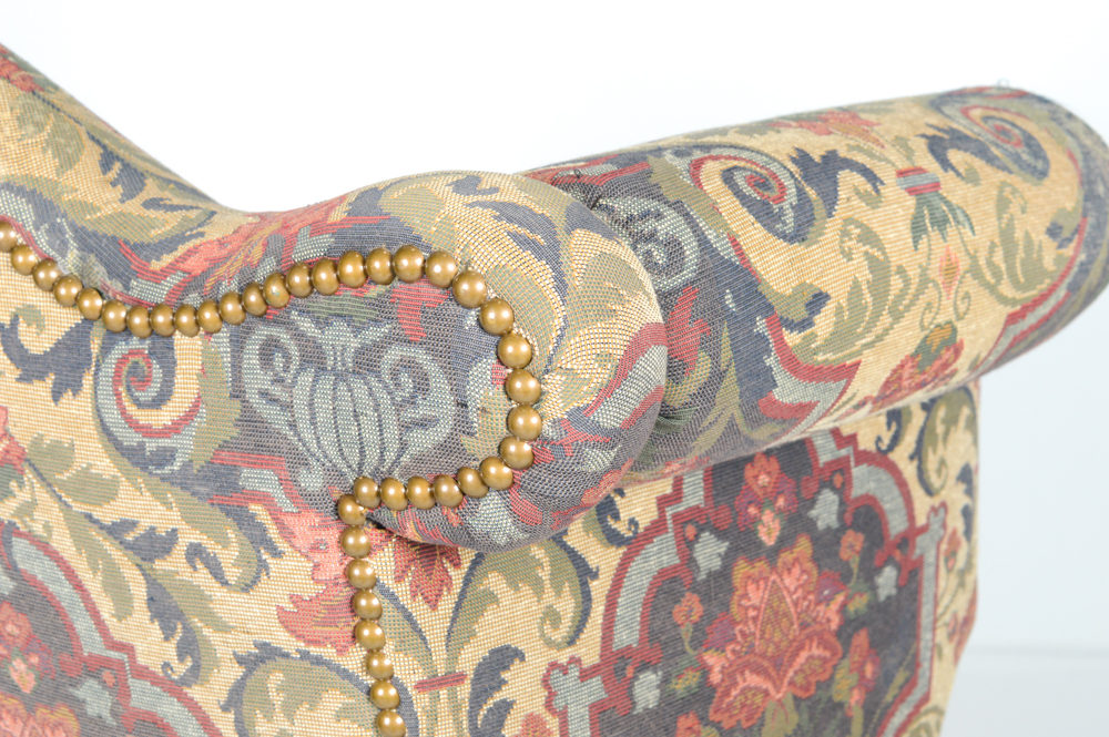 William and Mary Style Upholstered Wing Chair