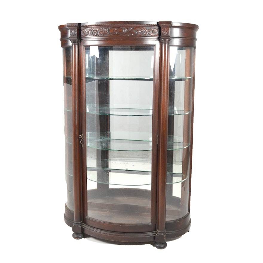 Antique Bowfront Curio Cabinet by R.J. Horner