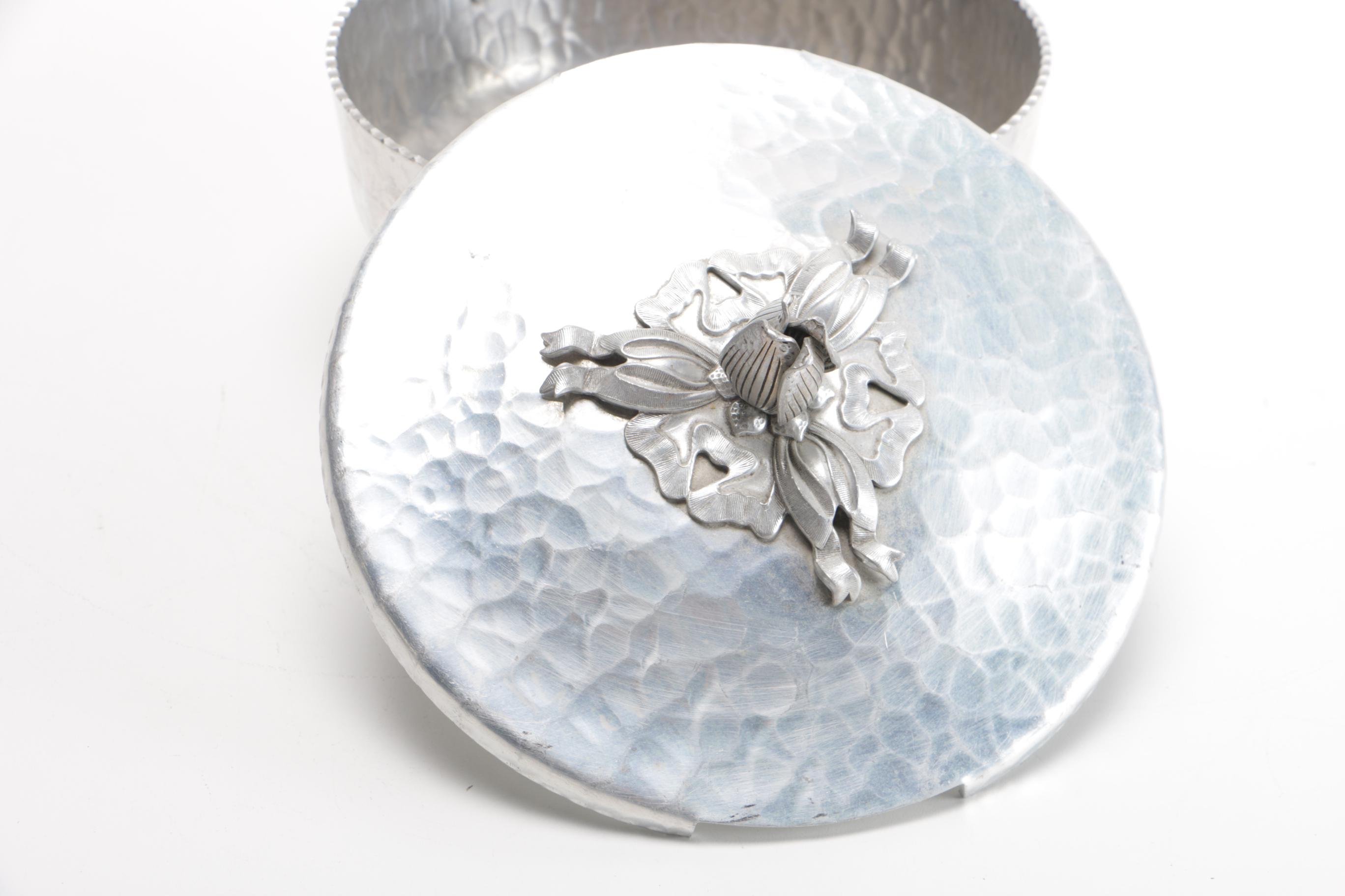 Royalty 1940s Aluminum Three Tiered Tray and Other Serving Pieces