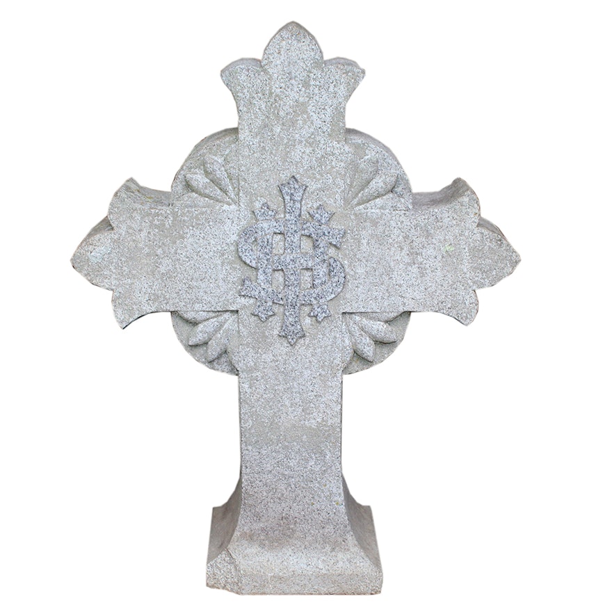 White Granite Carved Celtic Cross