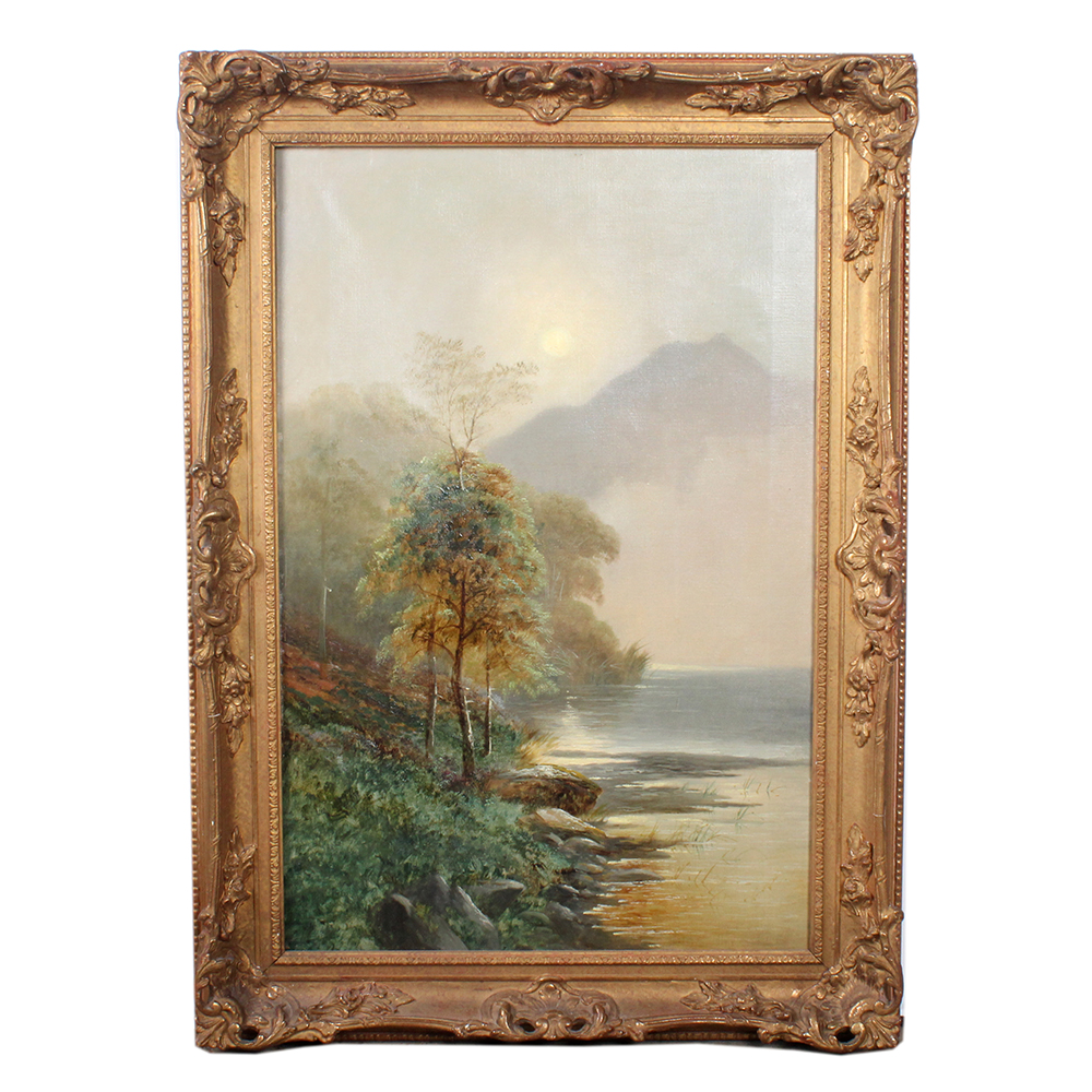 D.W. Marshall Oil on Canvas "Misty Morning Loch Rannoch"