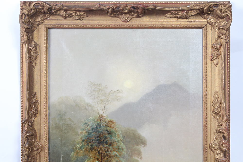 D.W. Marshall Oil on Canvas "Misty Morning Loch Rannoch"