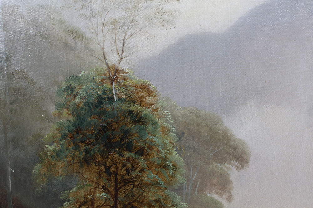 D.W. Marshall Oil on Canvas "Misty Morning Loch Rannoch"