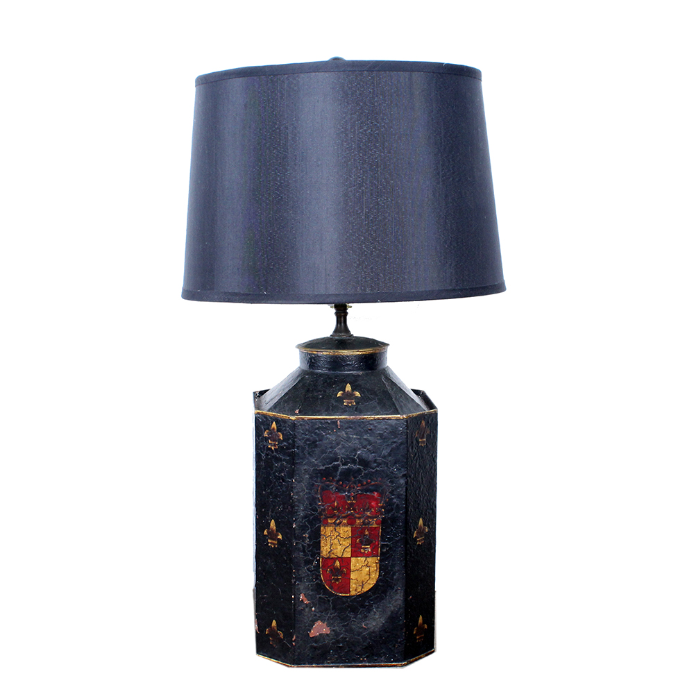 Vintage Hand-Painted Tin Table Lamp