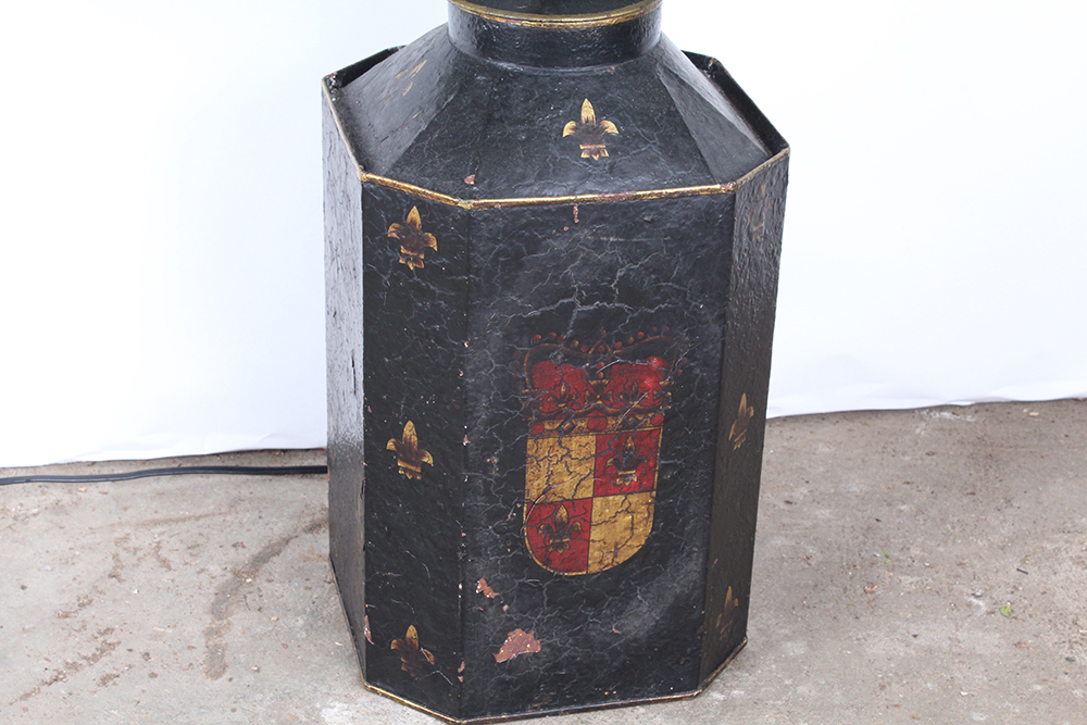 Vintage Hand-Painted Tin Table Lamp