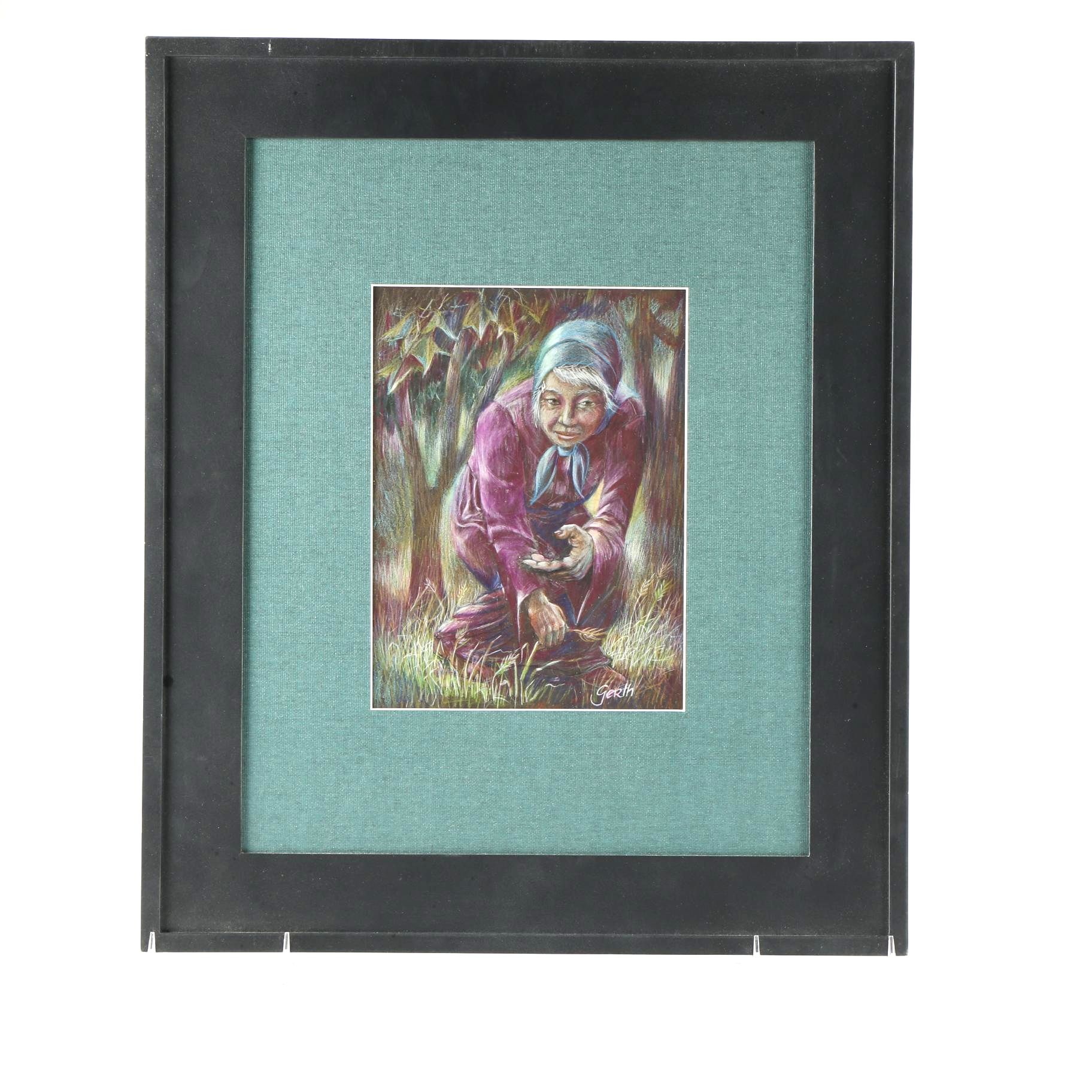 Gerth Conté Crayon Drawing on Paper