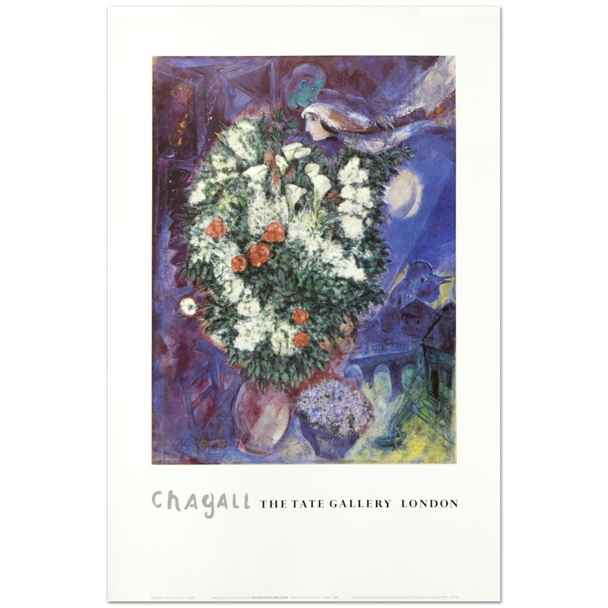 After Marc Chagall Reproduction Print "Bouquet with Flying Lover"