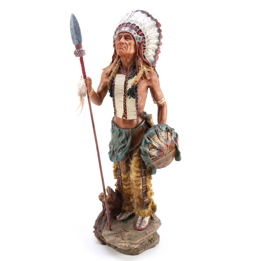 Resin Statue of Native American Style Figure