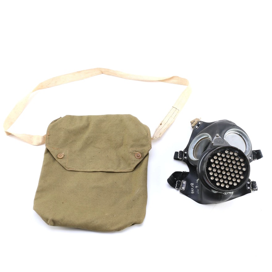 World War II Era Gas Mask with Bag
