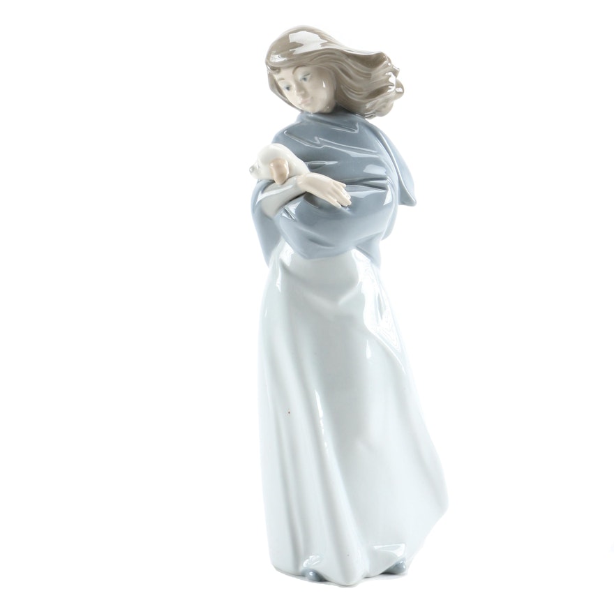 Nadal Porcelain Figurine of Girl with Puppy