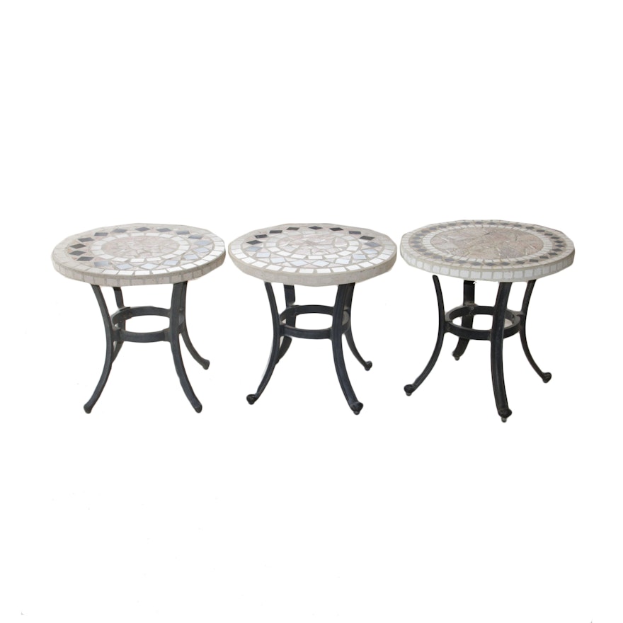 Trio of Mosaic Outdoor End Tables