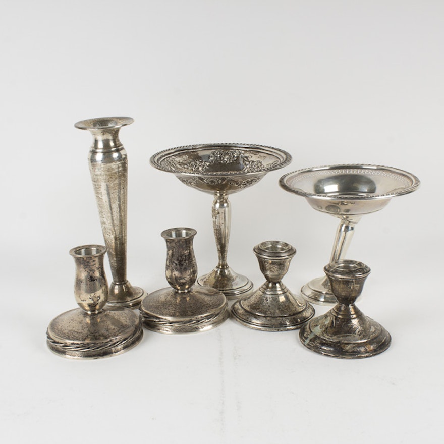 Weighted Sterling Silver Compotes and Candle Holders