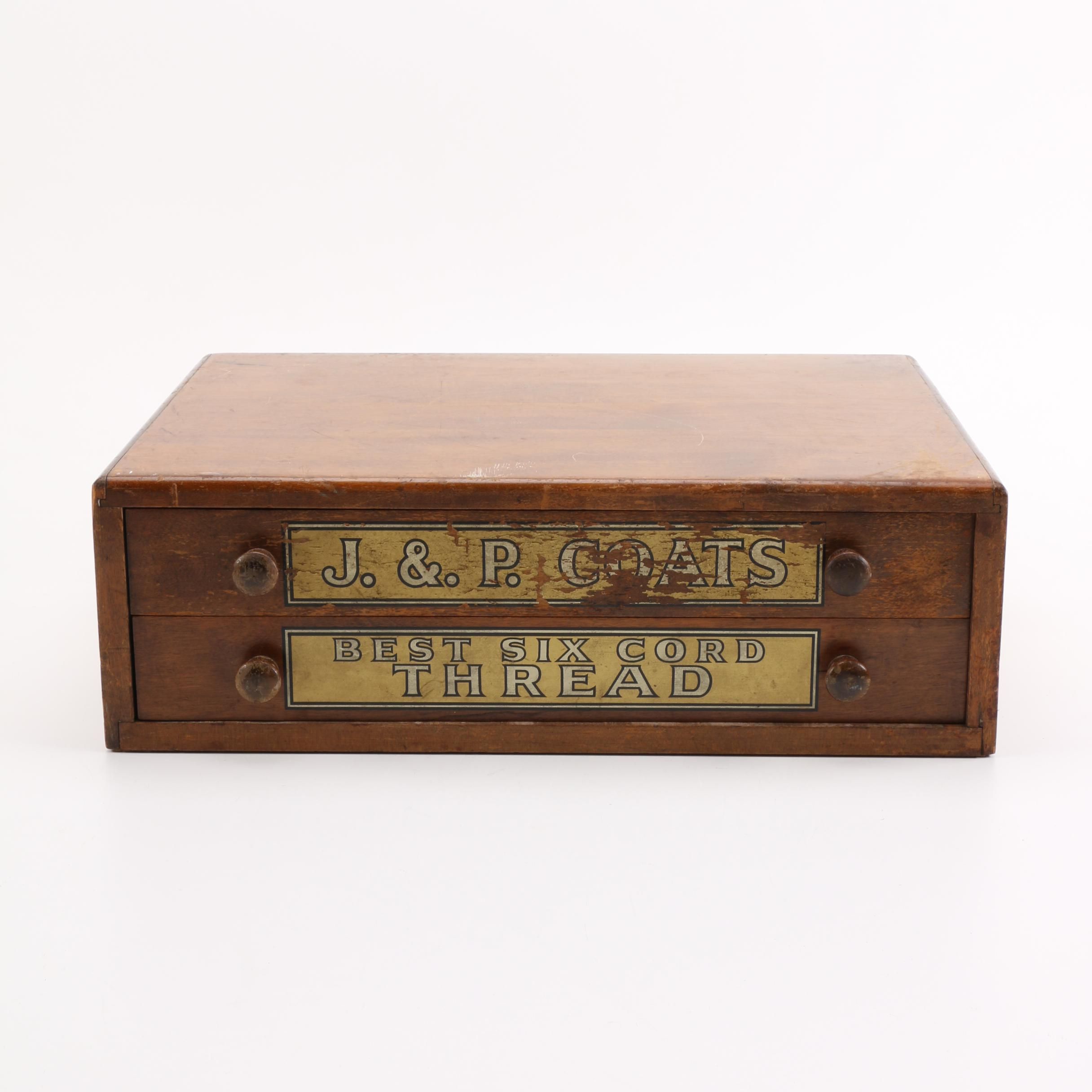 Vintage J. & P. Coats Wooden Thread Box