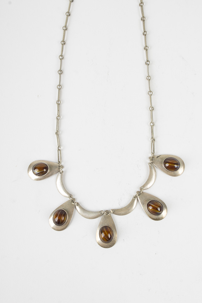 Collection of Sterling Jewelry Including Amber, Turquoise, and Lapis