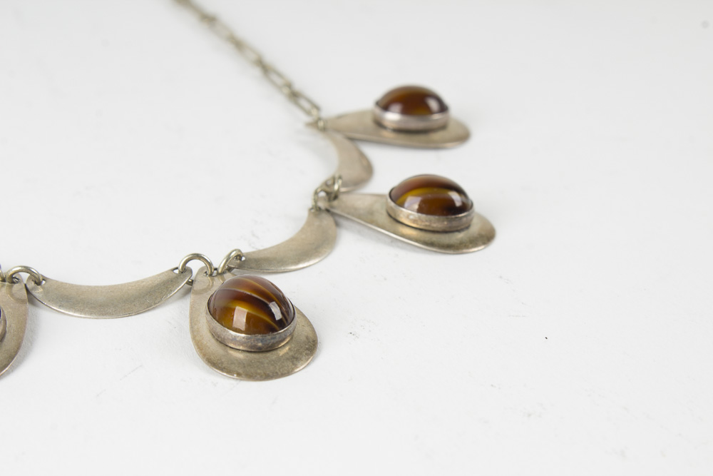 Collection of Sterling Jewelry Including Amber, Turquoise, and Lapis