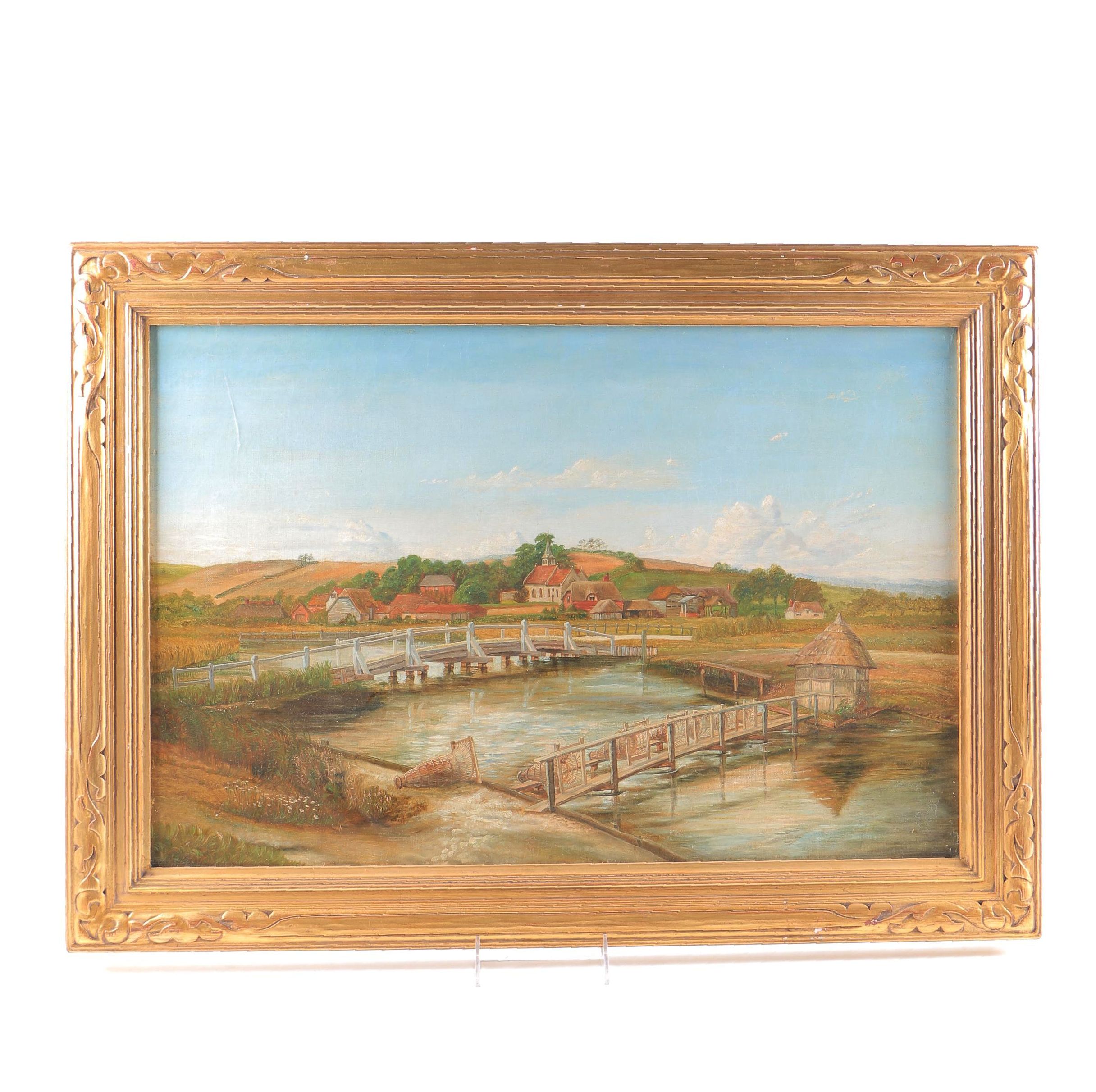 Oil Painting on Canvas "Eel Traps"