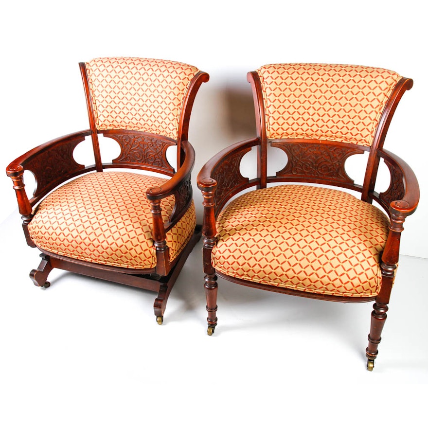Vintage Art Deco Style Upholstered Chairs