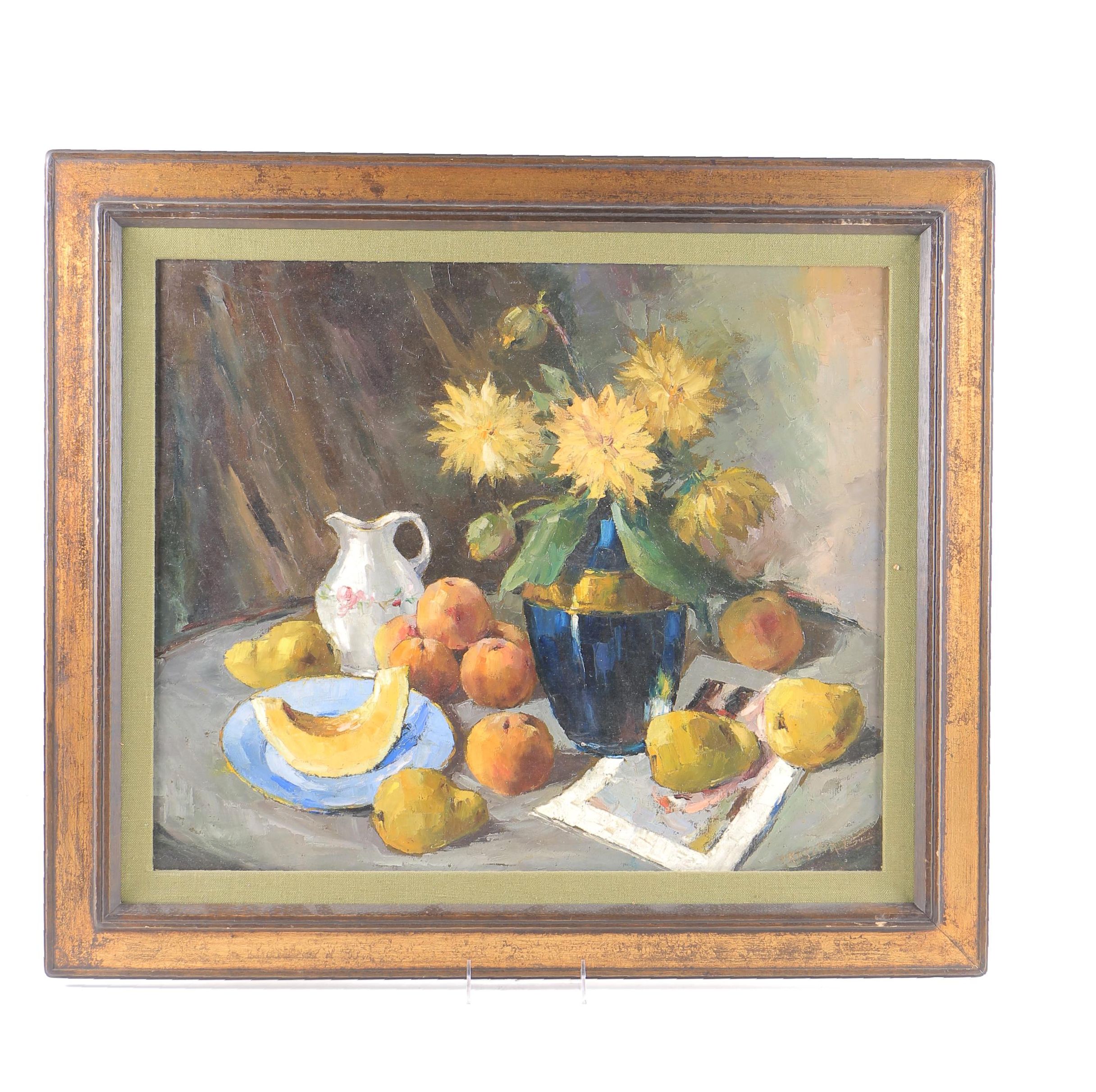 Bela Krisztik Oil Painting on Canvas "Still Life"