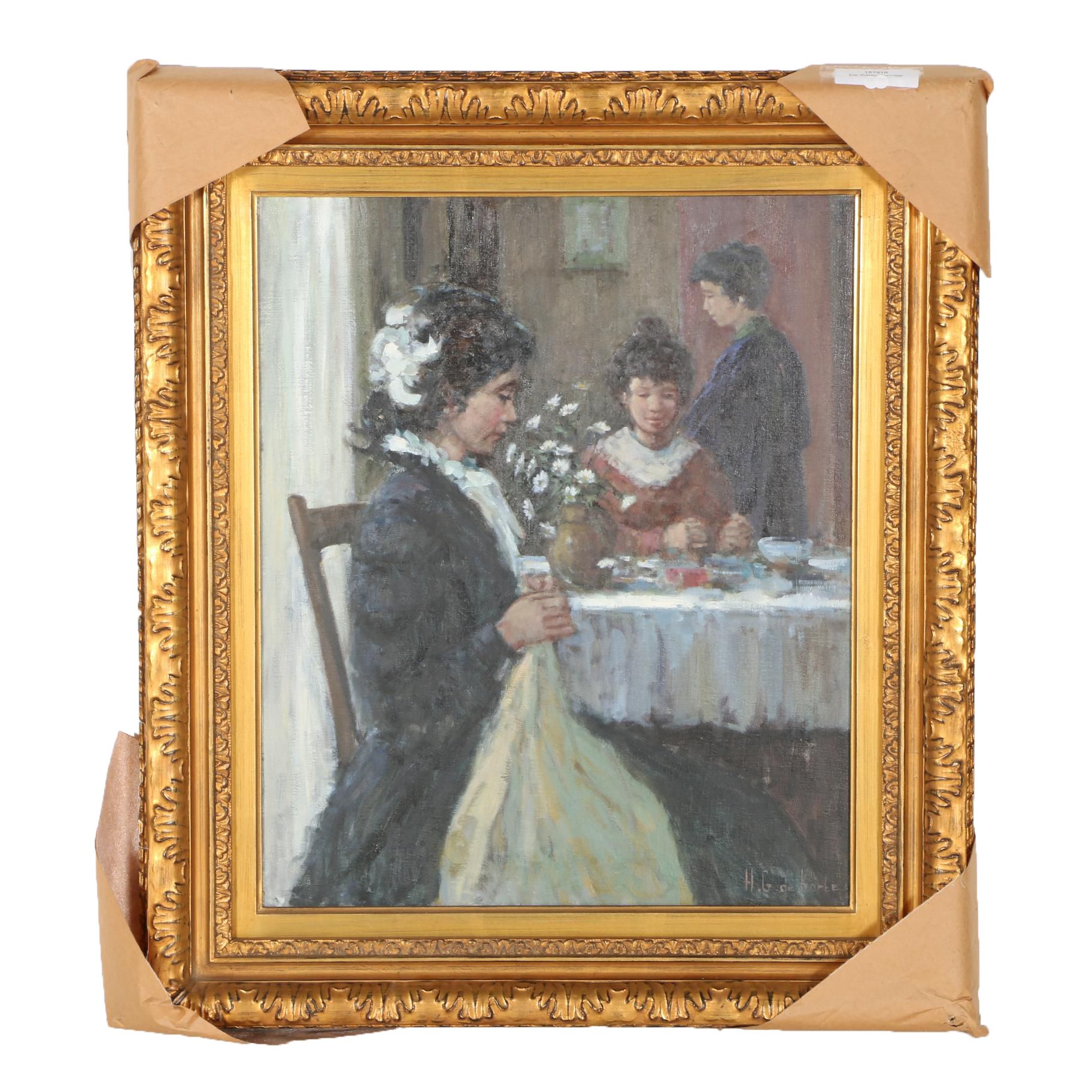 Hennie G. de Korte Oil Painting on Canvas "Luncheon"