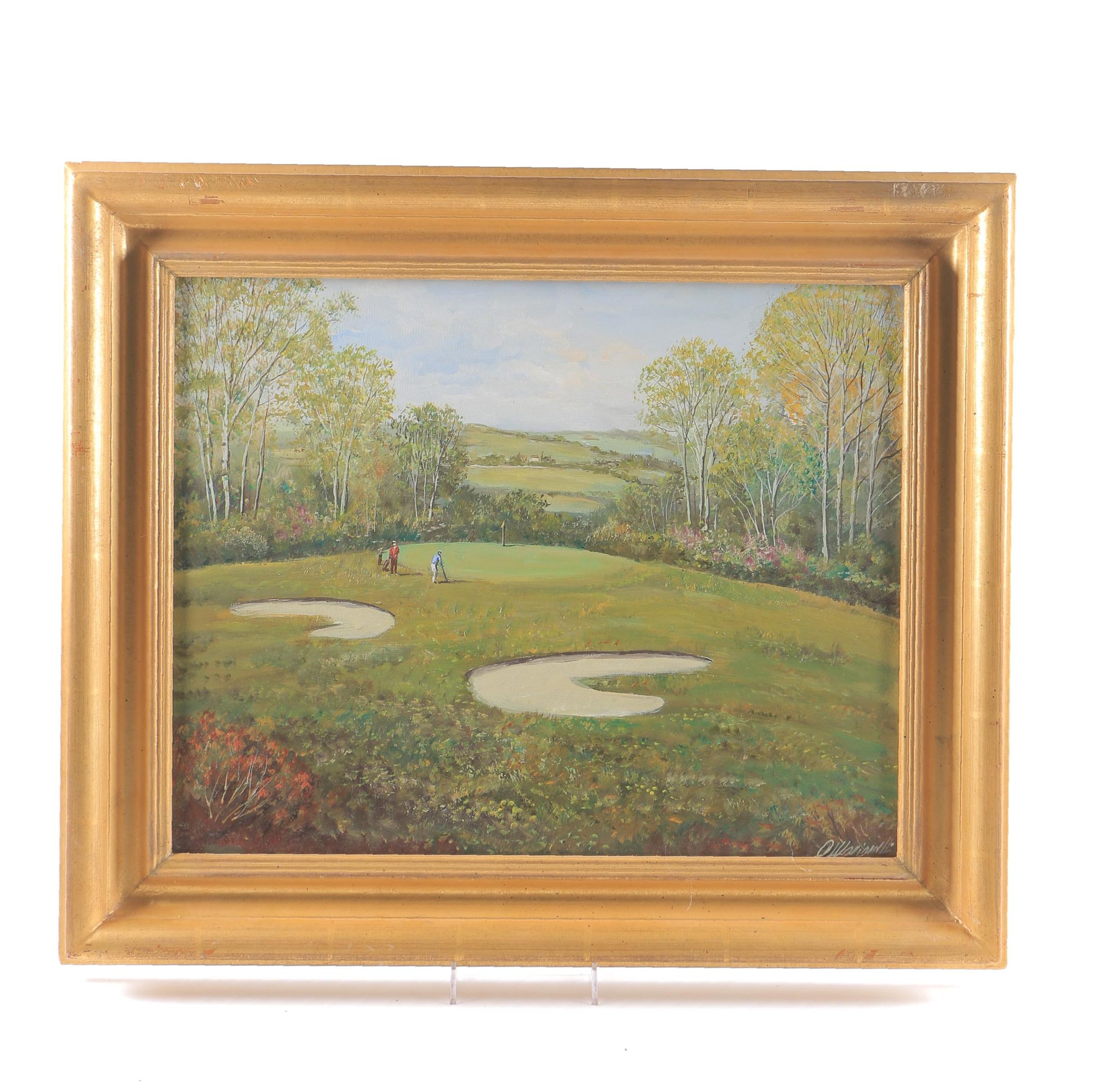Daniele Marianelli Oil Painting on Canvas "Golf Scene"