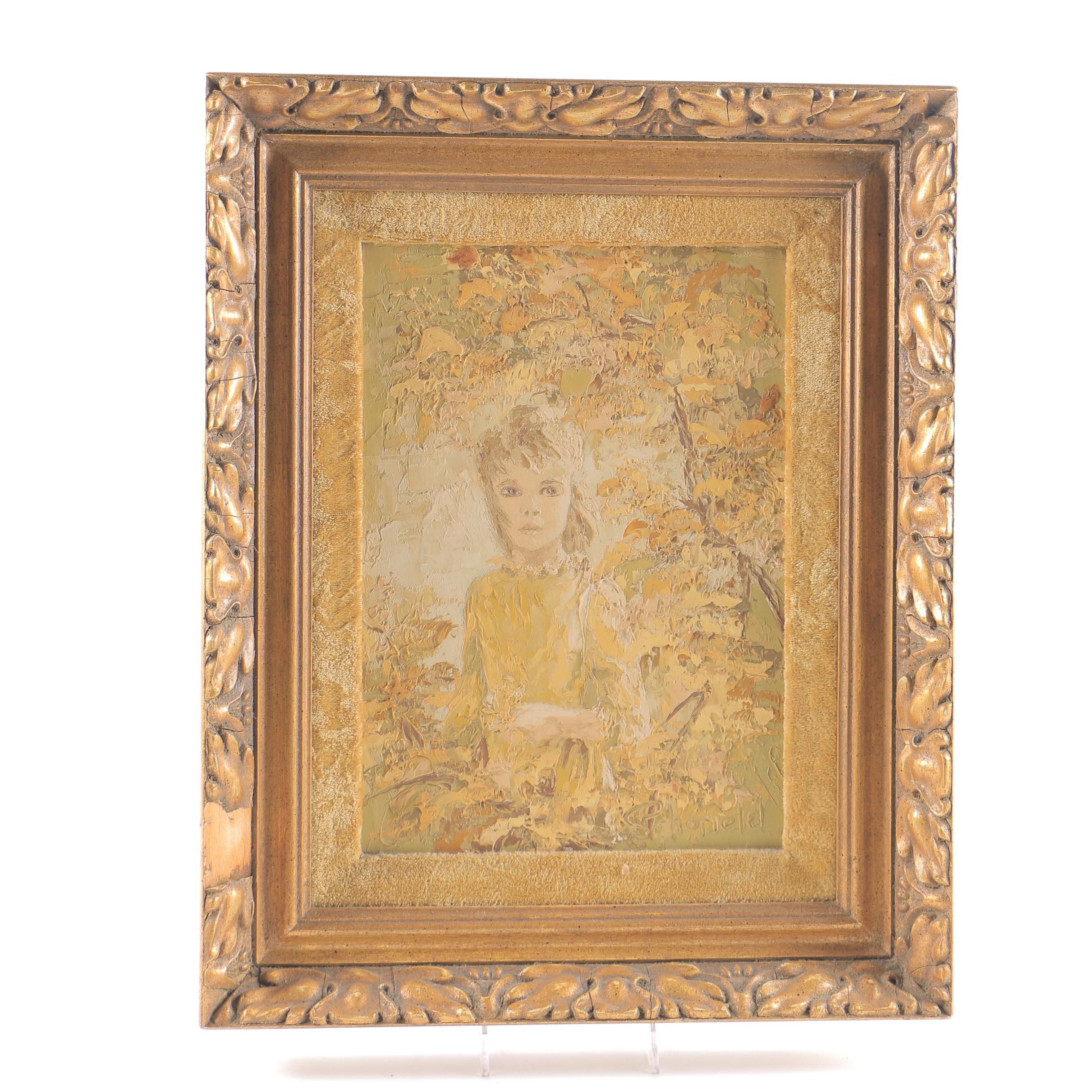 Peter Schofield Oil Painting on Canvas "Girl"