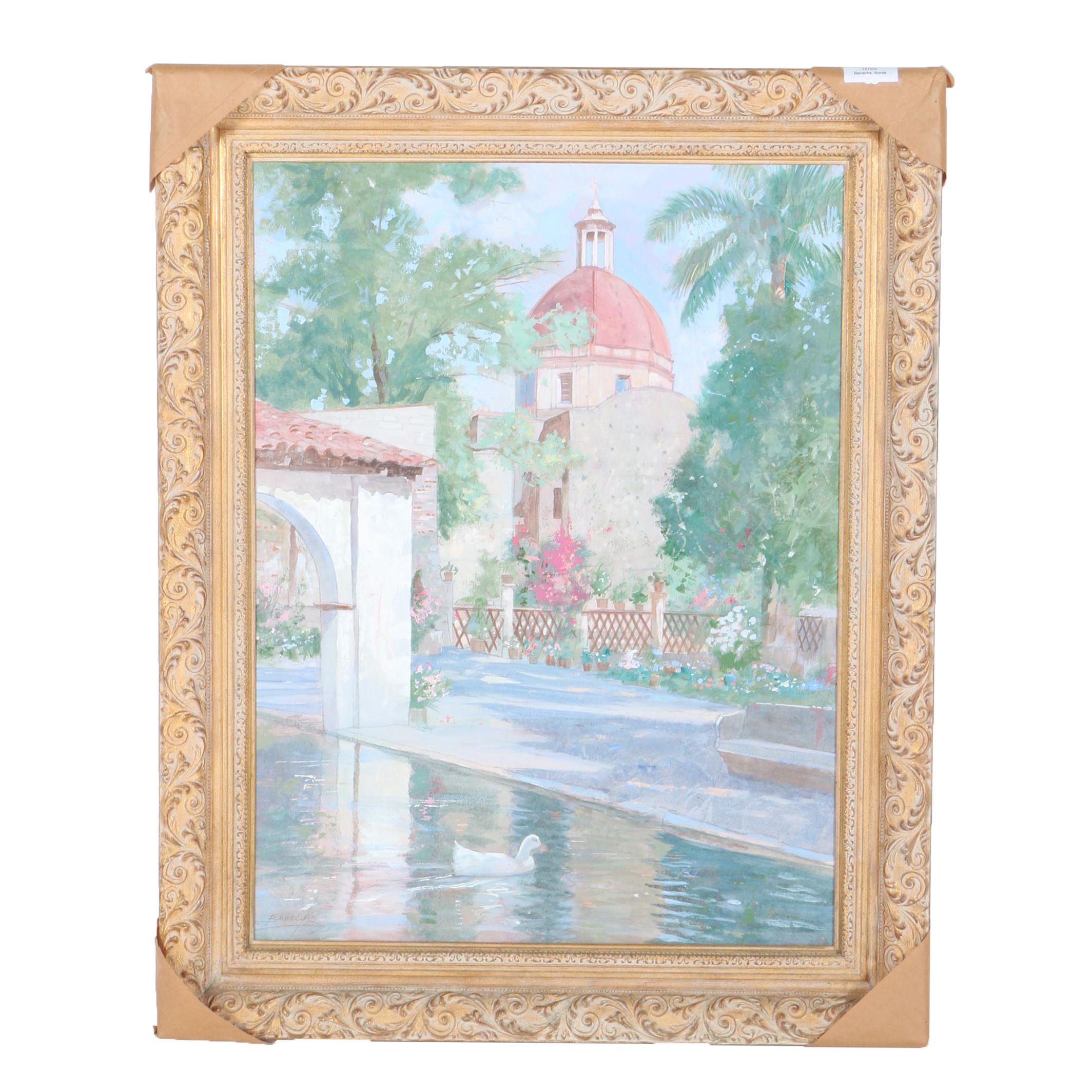 William Benecke Oil Painting on Canvas "The Border Gardens"