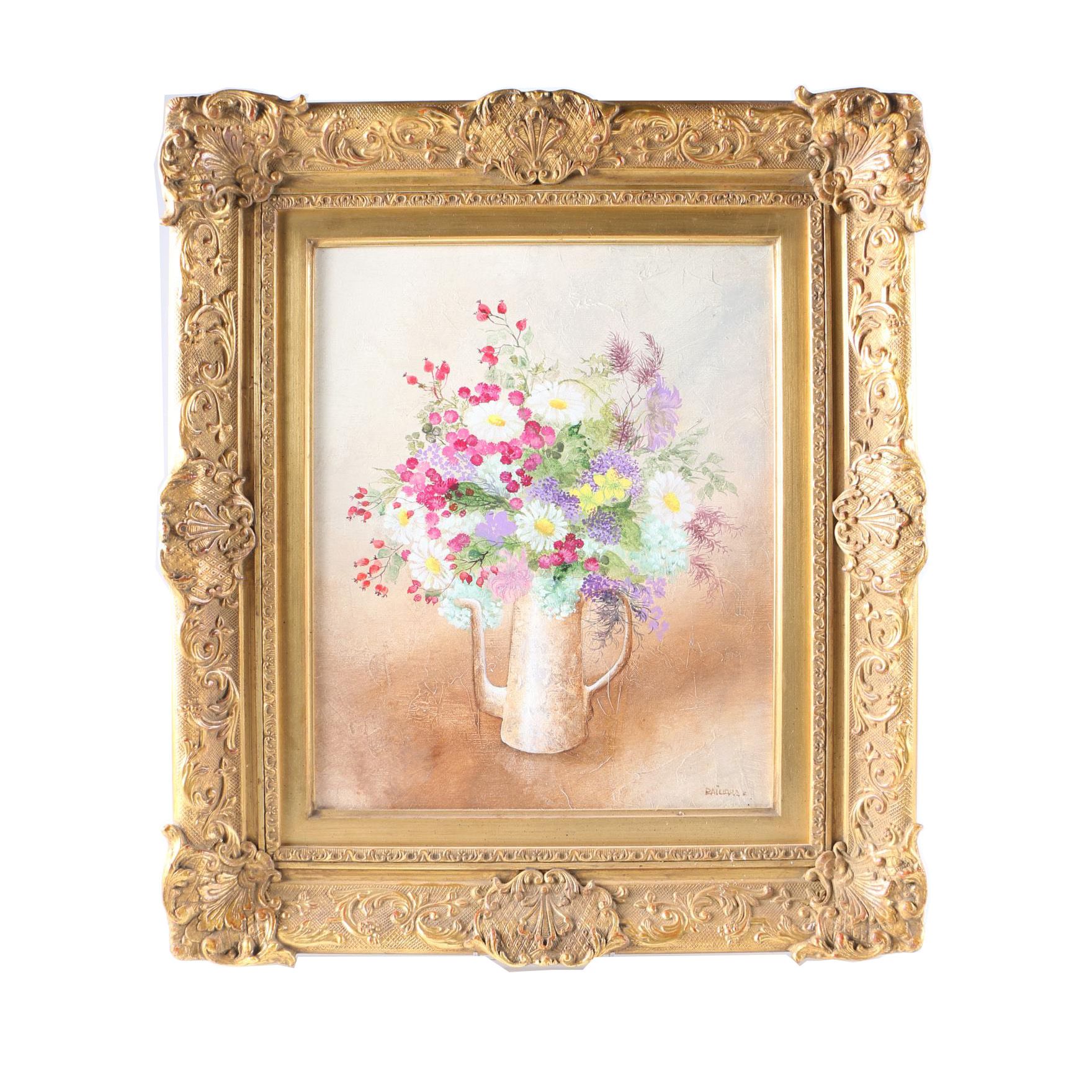Paillard Oil Painting on Canvas of Floral Arrangement