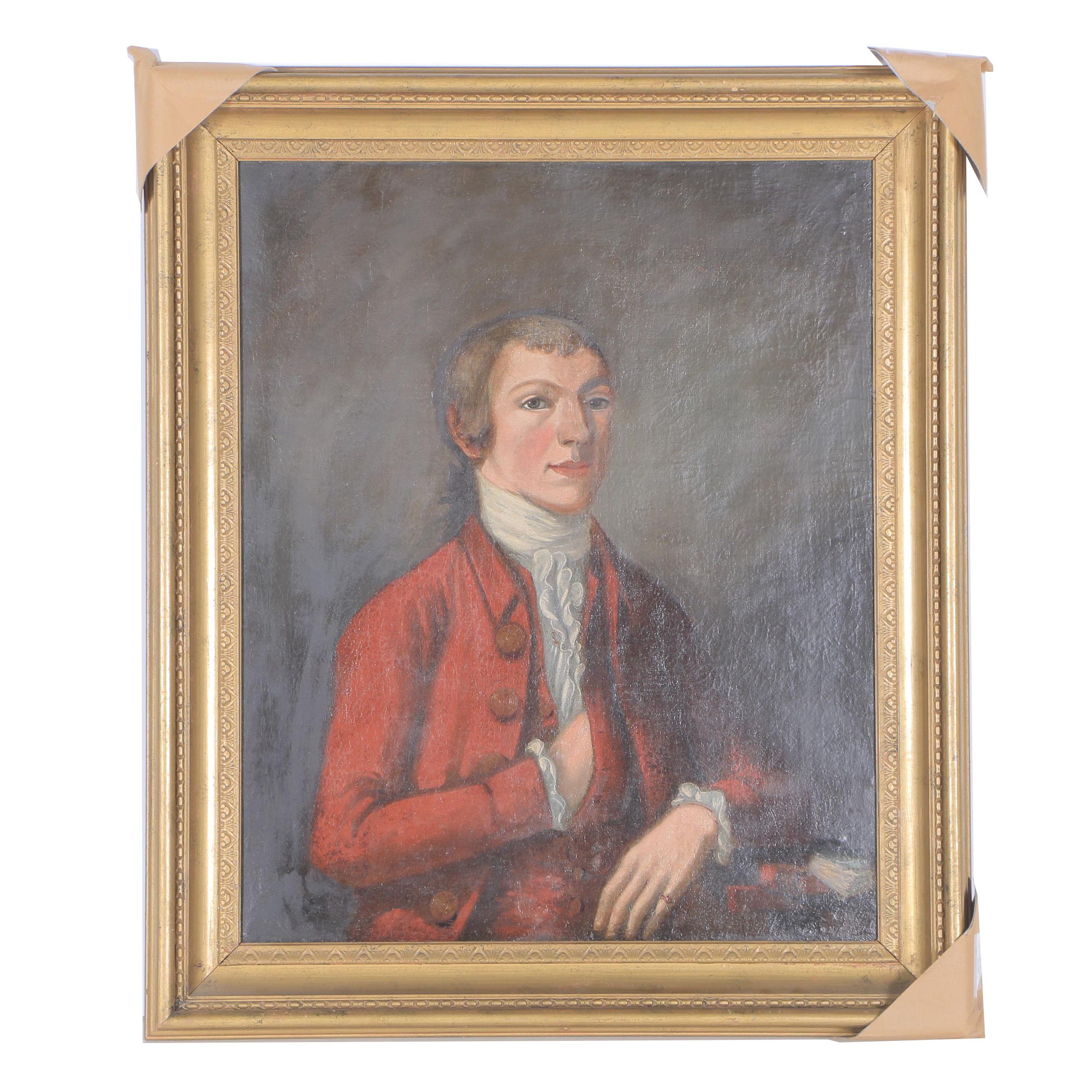 Late 18th Century English Oil on Canvas Portrait of a Young Man