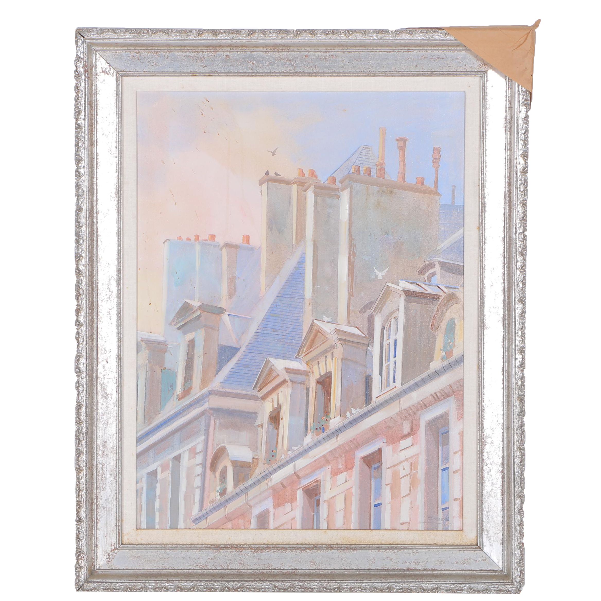 William Benecke Oil Painting on Canvas "Rooftops"