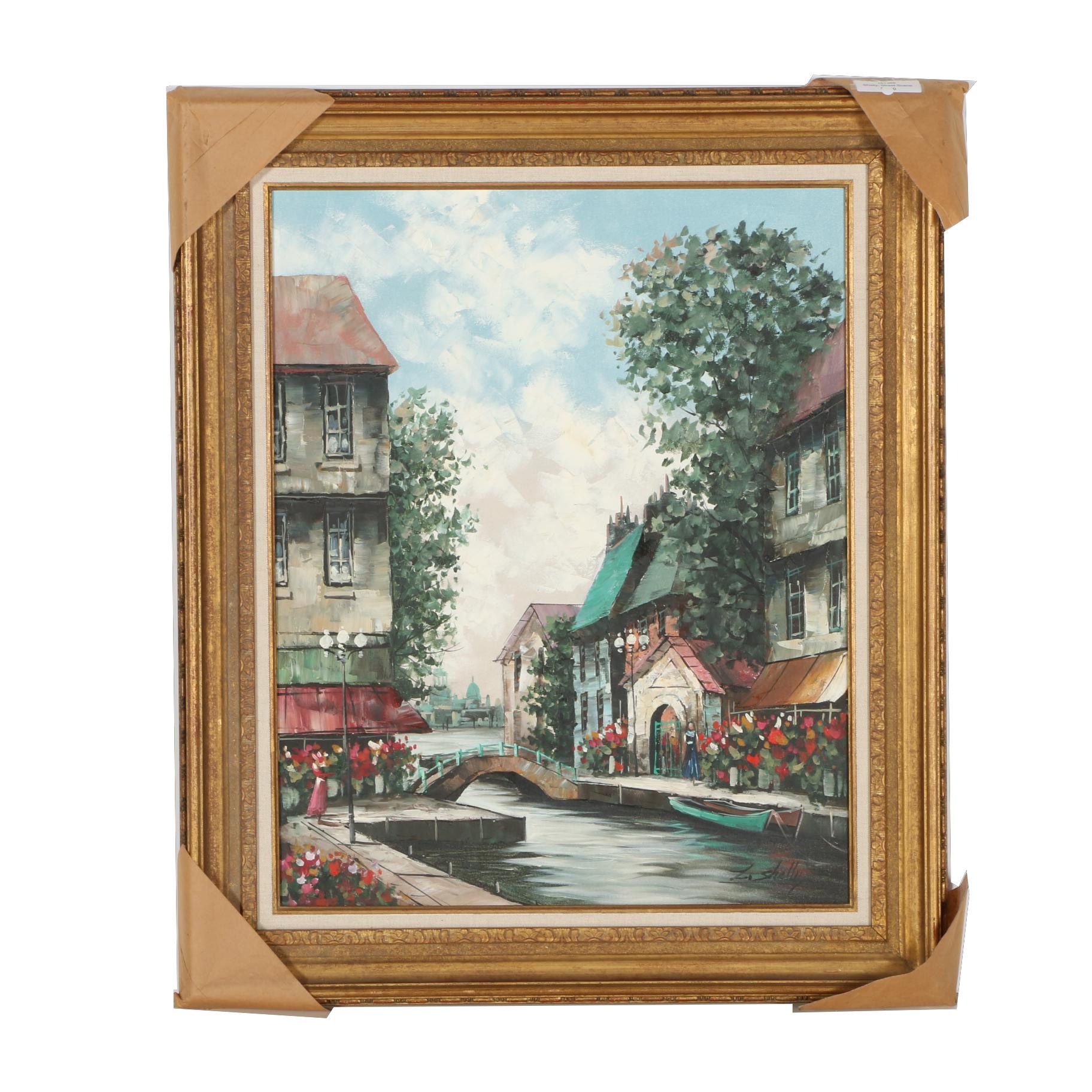 Z. Shelly Oil on Canvas "Street Scene"