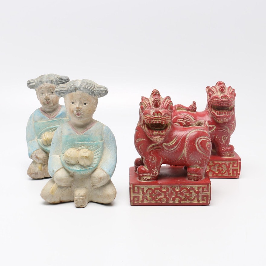 Chinese Decor Including Bookends