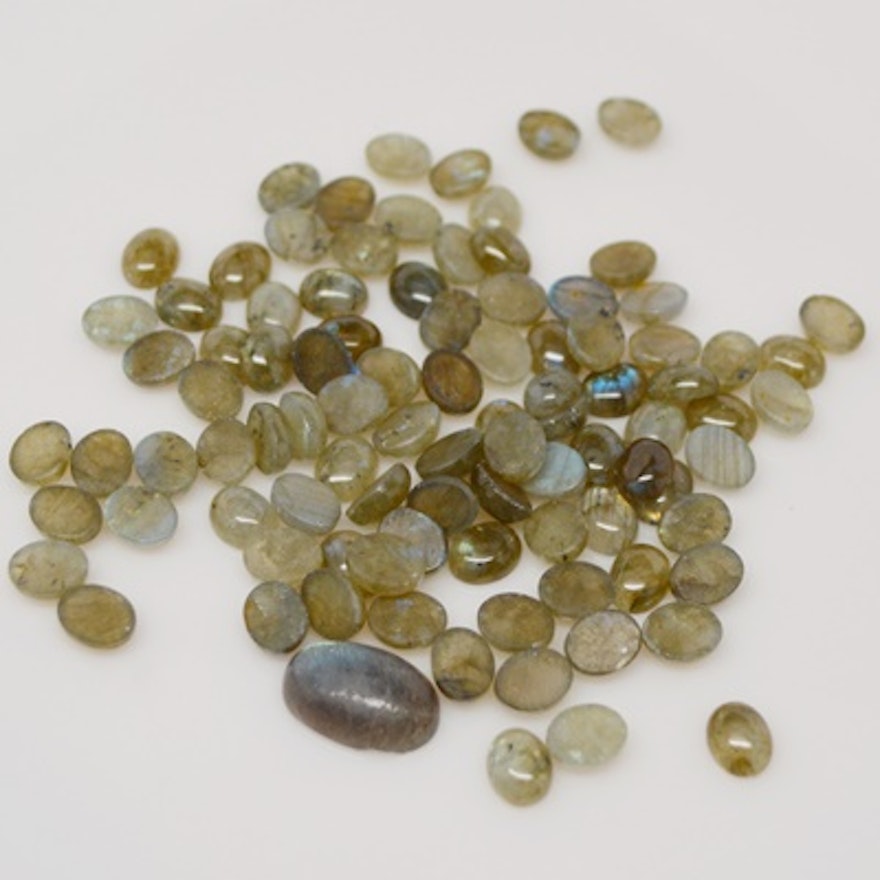 Collection of 195.68 CTW Natural Labradorite Feldspar Gemstones