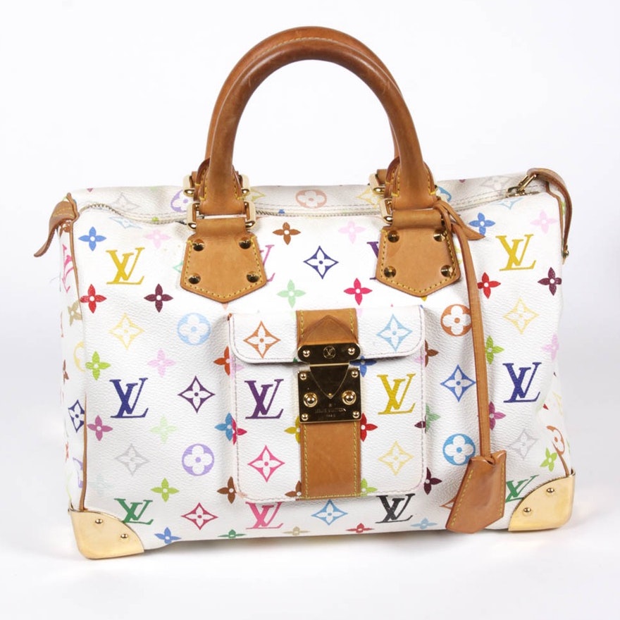 Louis Vuitton White Monogram Multicolore Speedy 30 Handbag