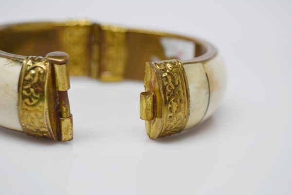 India Brass and Bone Bangle Bracelet