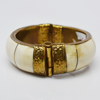 India Brass and Bone Bangle Bracelet