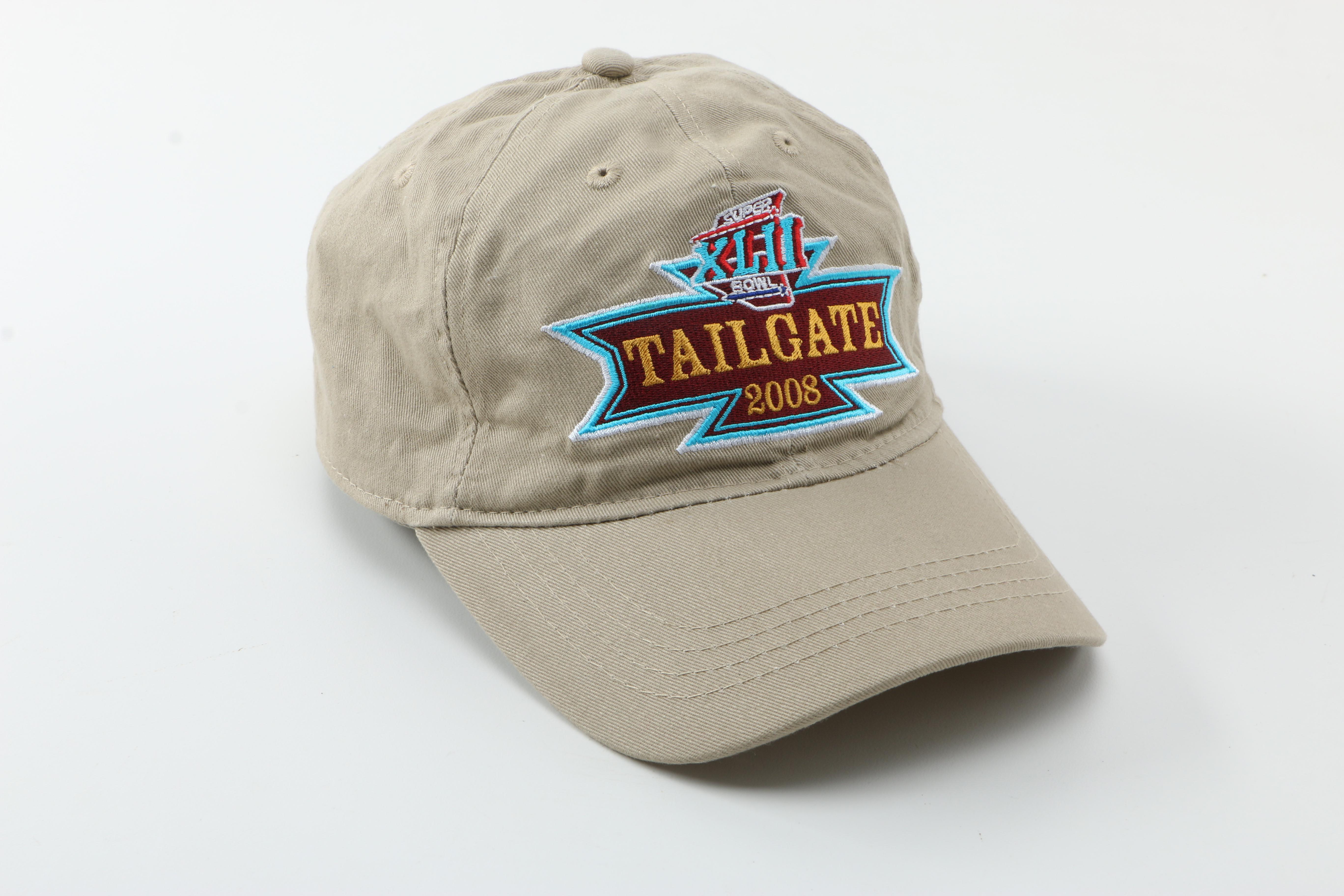 Collection of Hats and Super Bowl Souvenirs