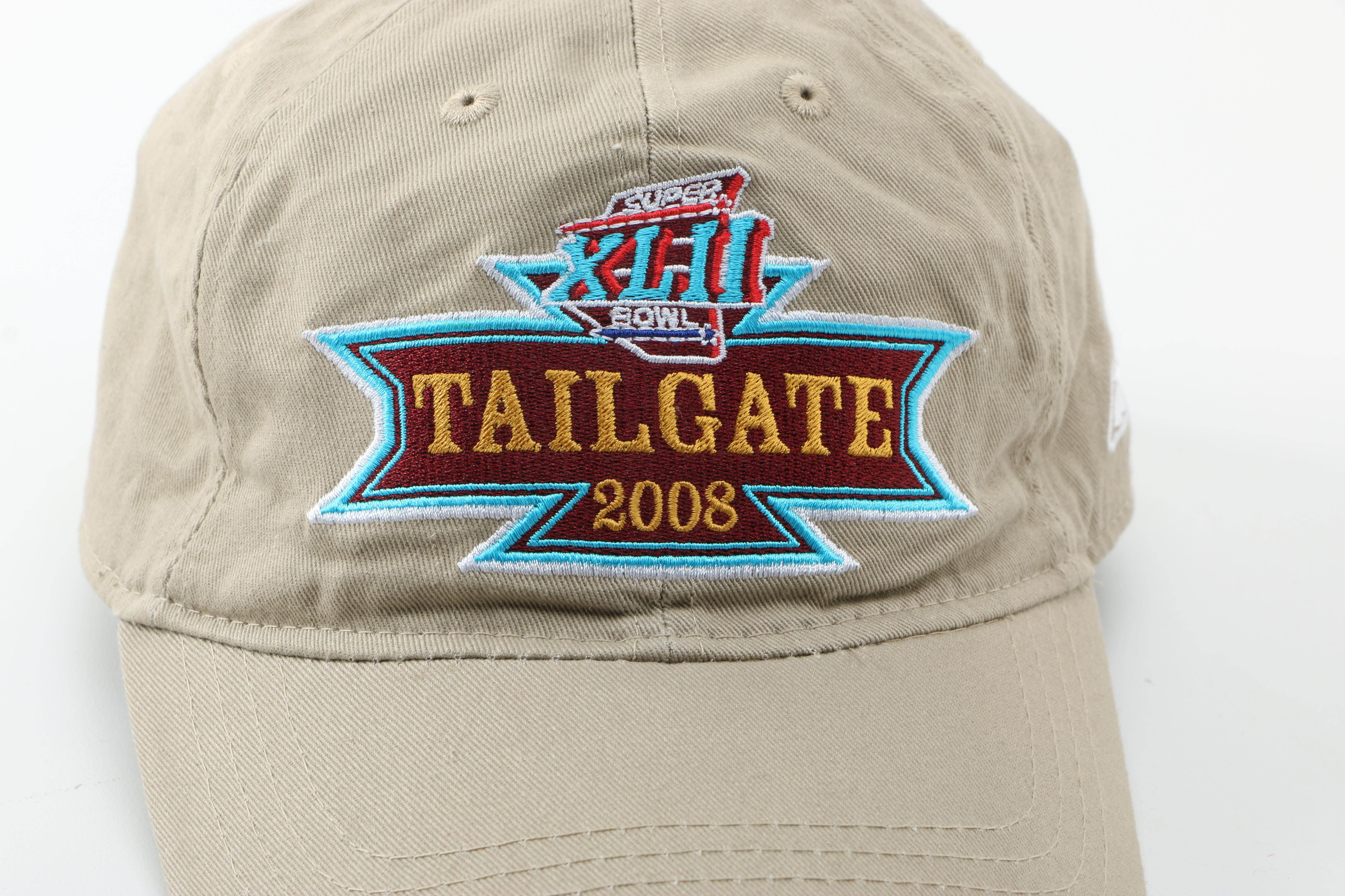 Collection of Hats and Super Bowl Souvenirs