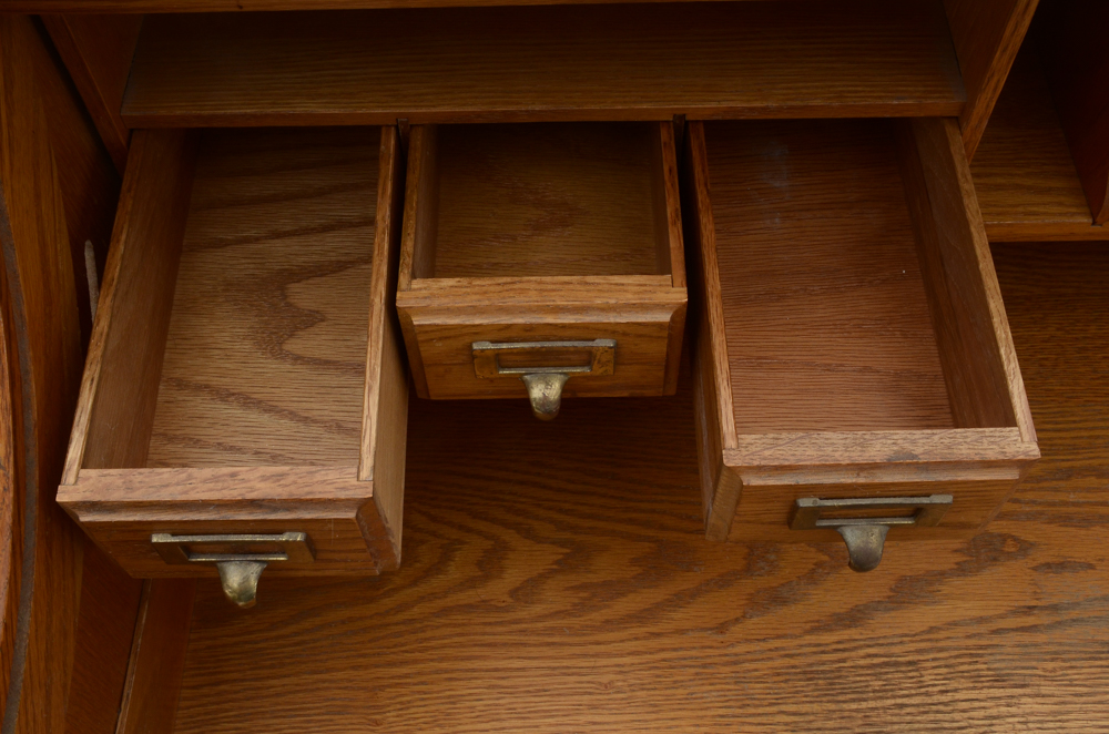 Oak Roll-Top Tambour Desk