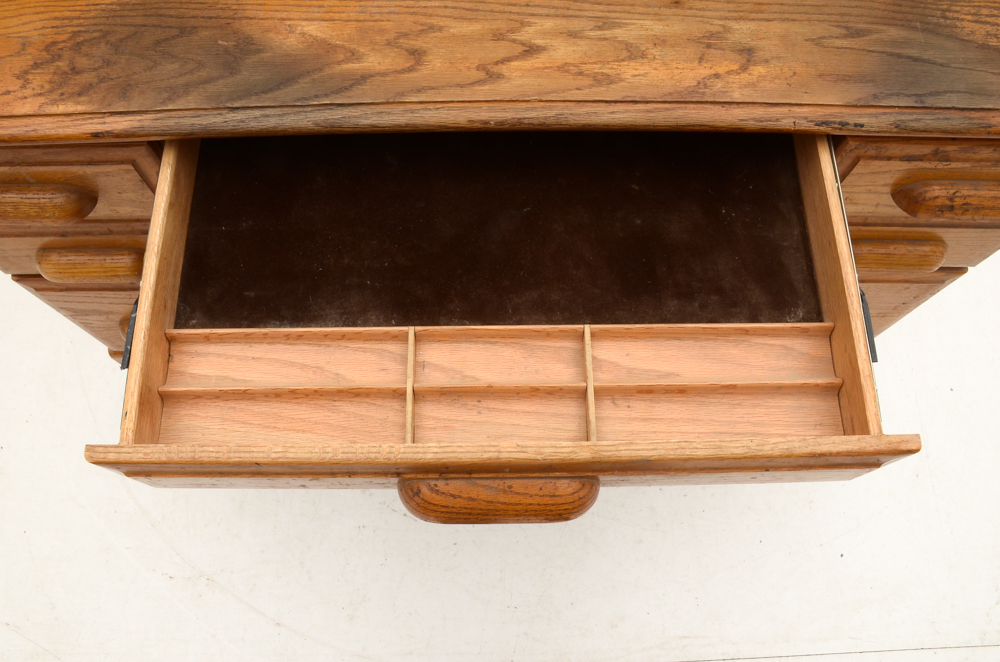 Oak Roll-Top Tambour Desk