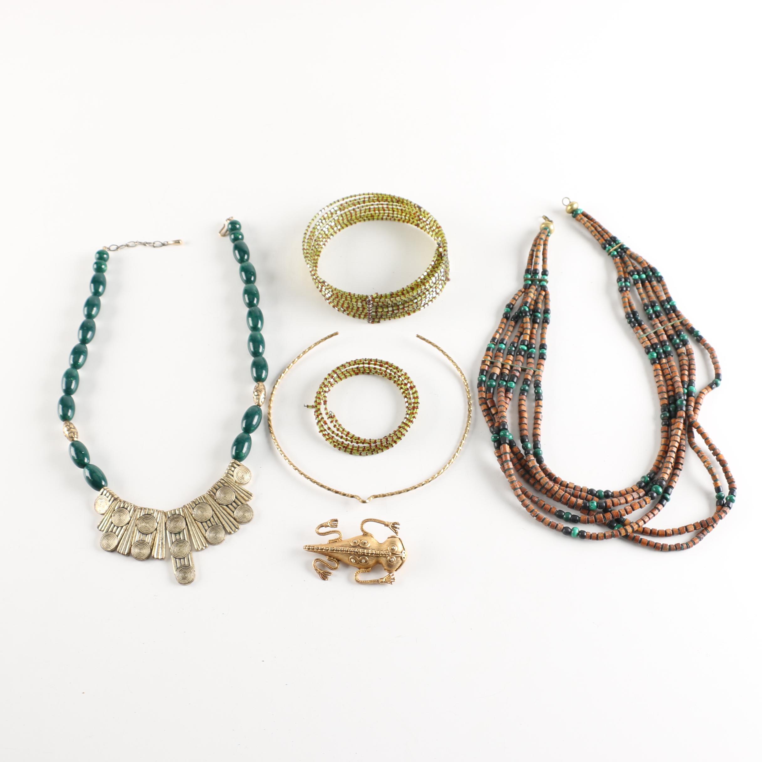 Costume Jewelry Including Lizard Brooch