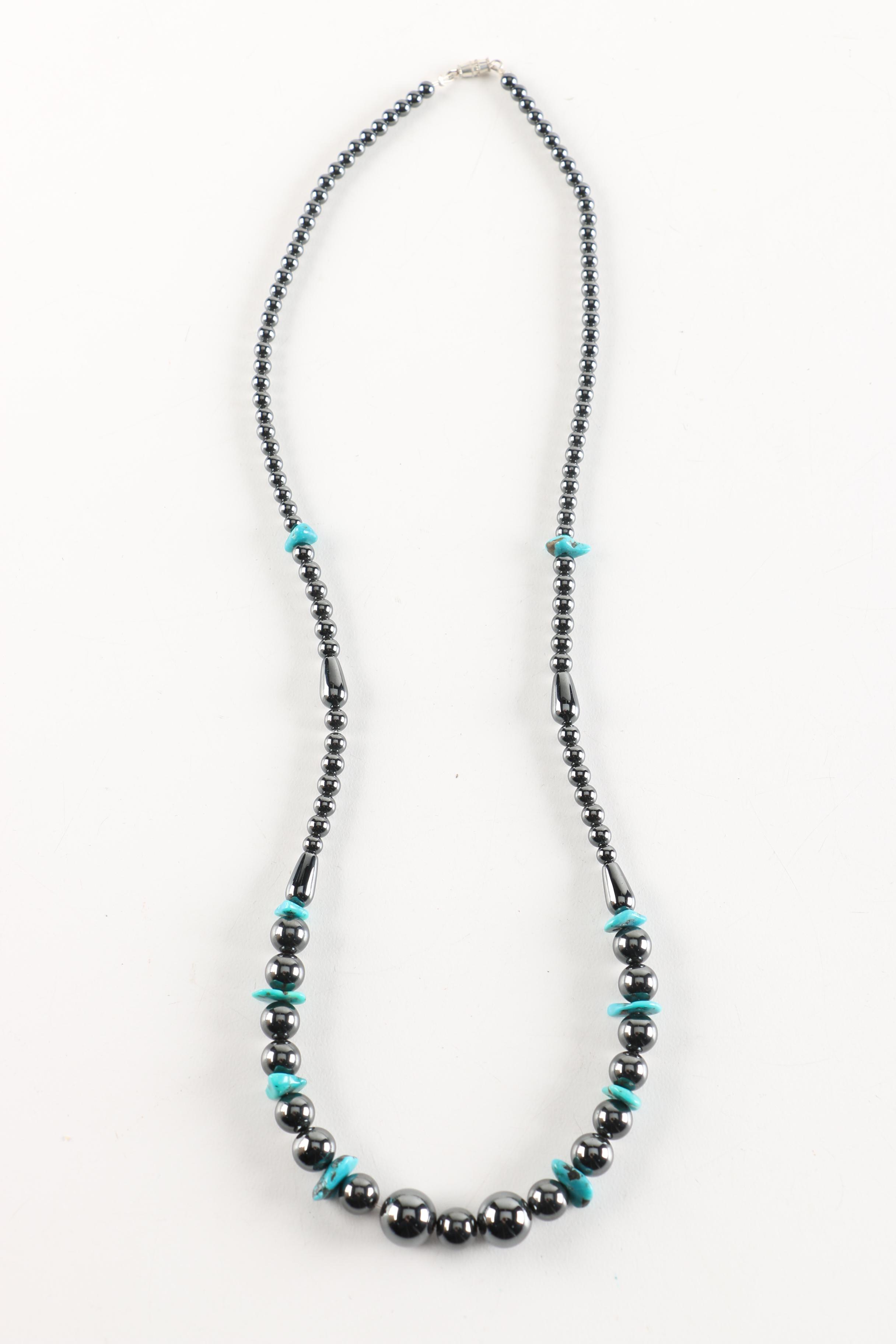 Costume Jewelry Including Turquoise and Hematite Pieces