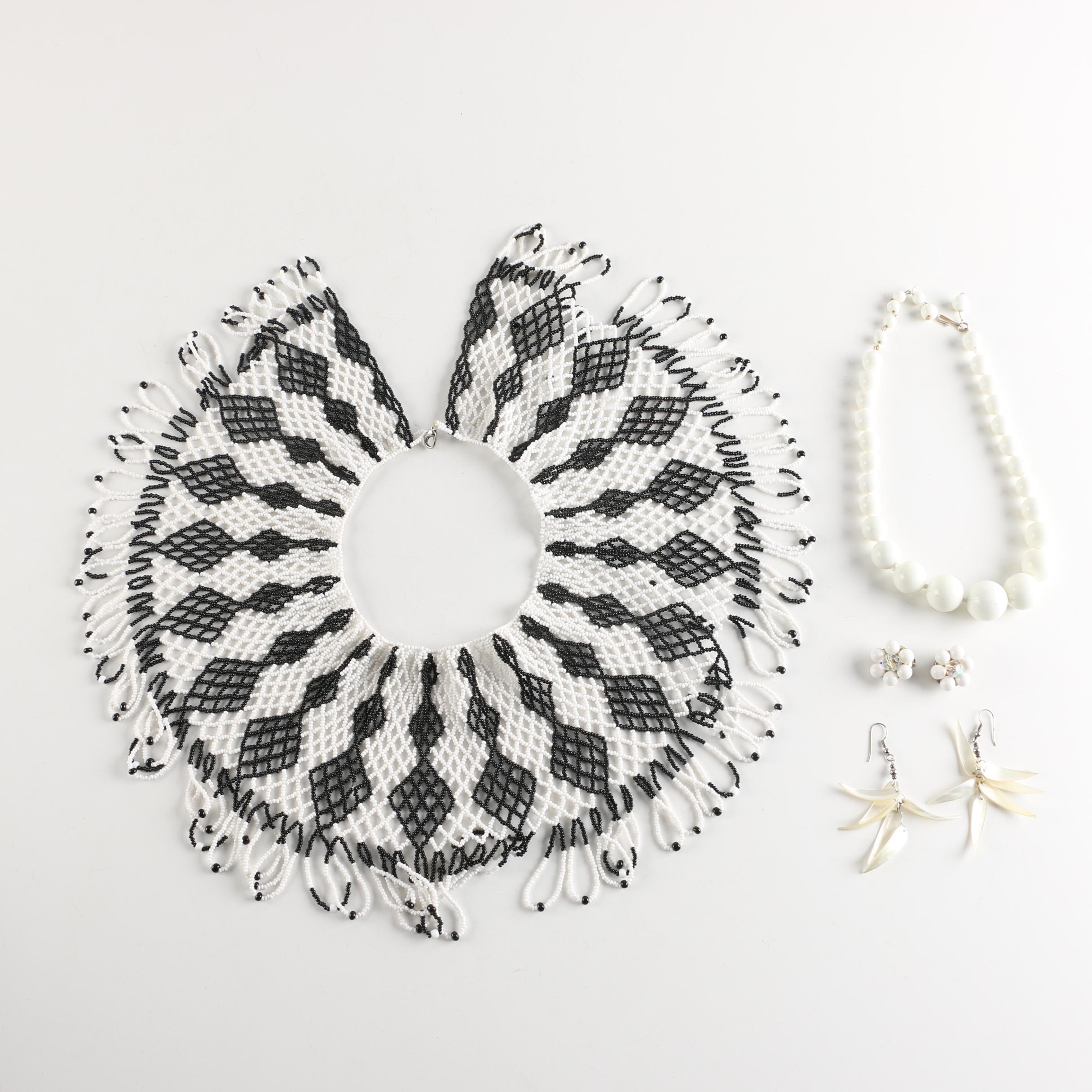 Costume Jewelry Including Native American Style Beaded Necklace