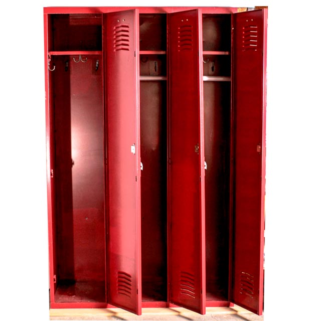 Vintage Interior Steel School Lockers in Red
